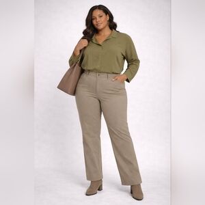 DG2 by Diane Gilman Khaki Bootcut Pants 22W Plus Size 22” Waist 29” Inseam